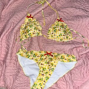 3 for 10 Yellow Floral Bikini Set